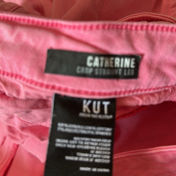Kut From The Kloth Pink Catherine Crop Straight Leg Denim Size 28W - Picture 6 of 8